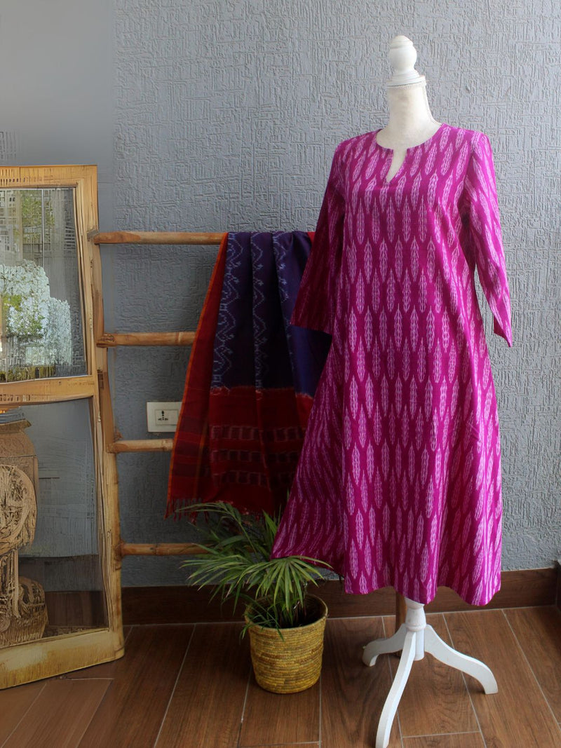 Ikkat Handloom A-Line Cotton Kurta