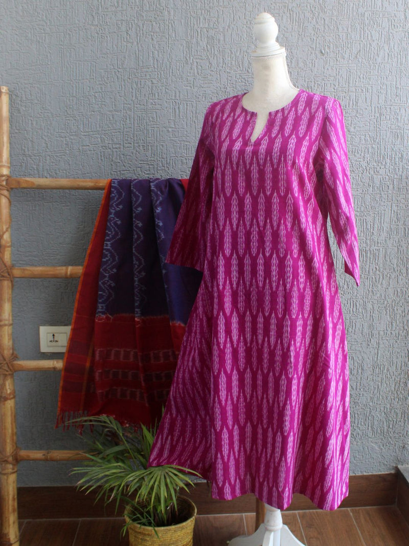 Ikkat Handloom A-Line Cotton Kurta