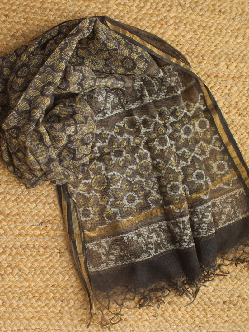 Hand Block Printed Dress Material With Kota Doria Dupatta