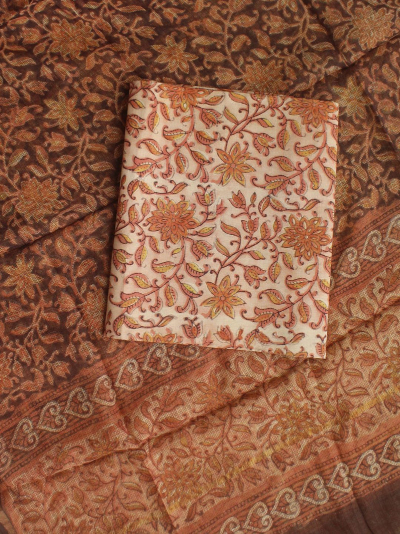 Hand Block Printed Dress Material With Kota Doria Dupatta