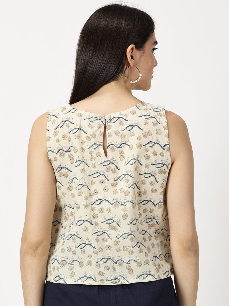 Ajrakh Hand Block Printed Crop Top