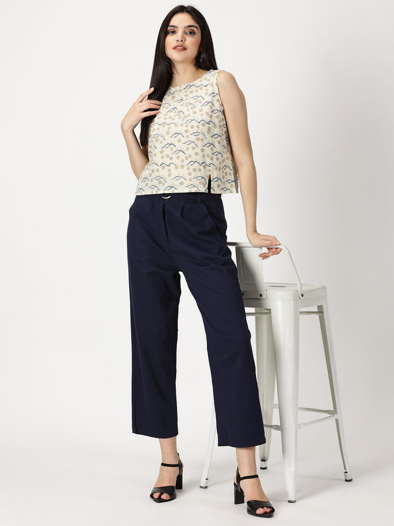 Ajrakh Hand Block Printed Crop Top