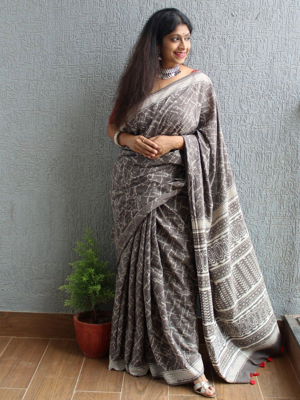 Bagru Hand Block Printed Cotton Saree