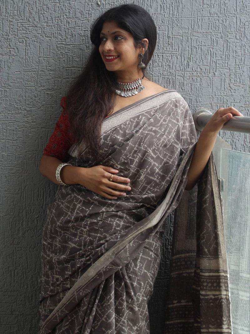 Bagru Hand Block Printed Cotton Saree