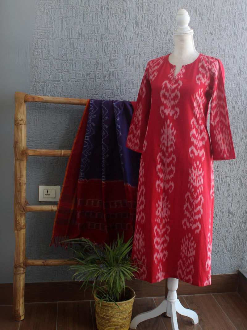 Ikkat Handloom A-Line Cotton Kurta