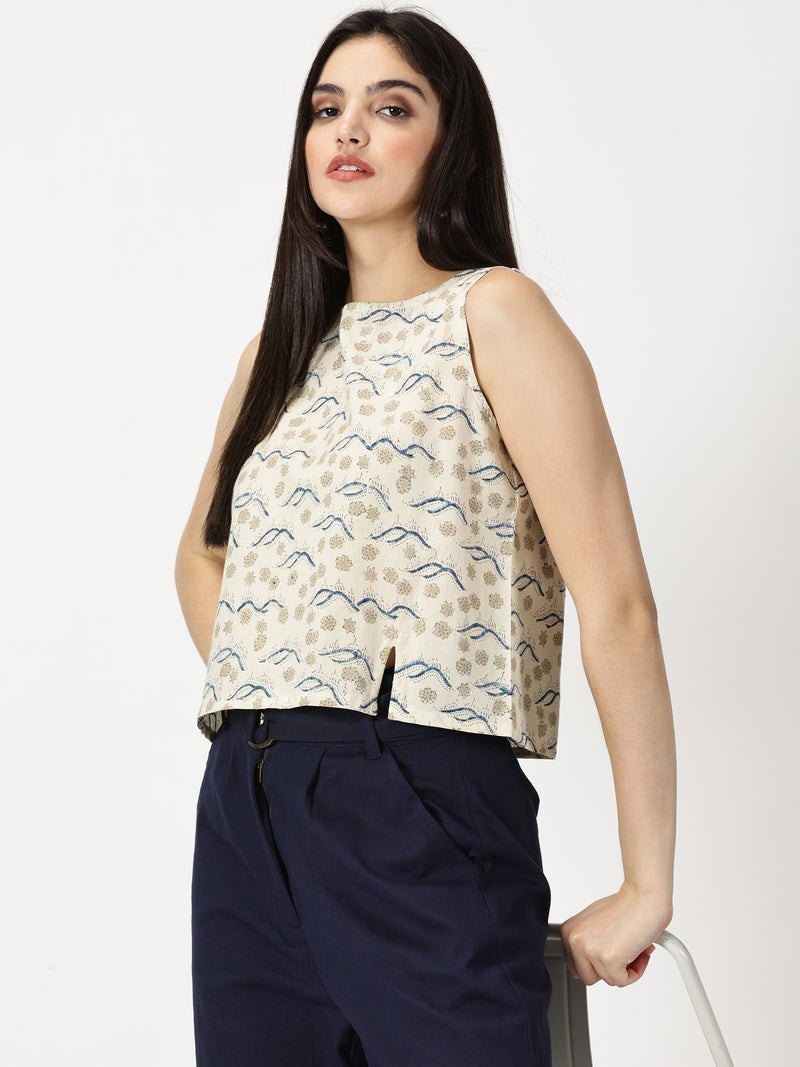 Ajrakh Hand Block Printed Crop Top