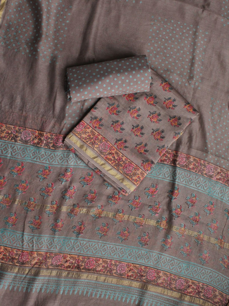 Hand Block Printed Chanderi Dress Material