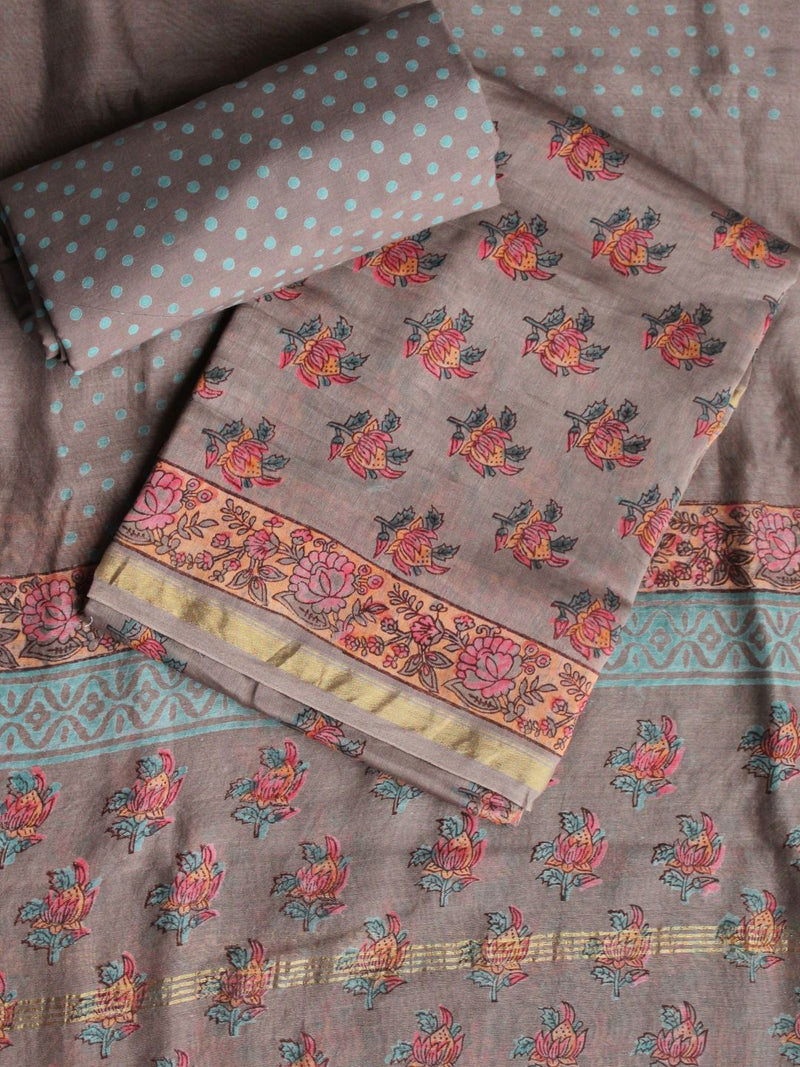 Hand Block Printed Chanderi Dress Material