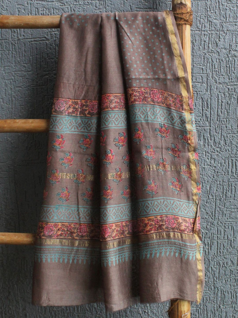 Hand Block Printed Chanderi Dress Material