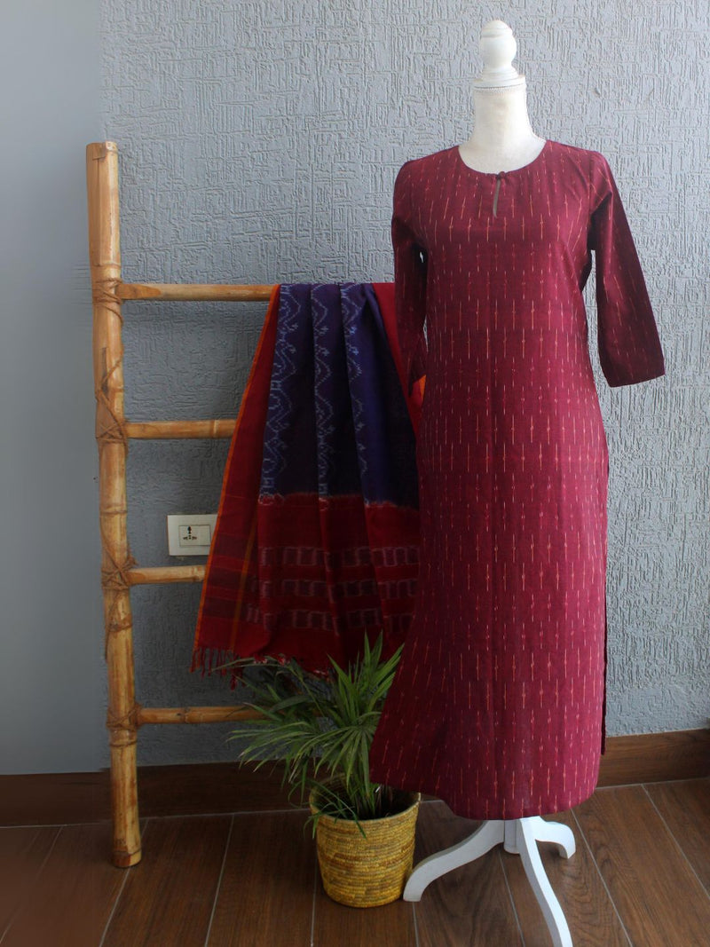 Ikkat Handloom Straight Cut Cotton Kurta