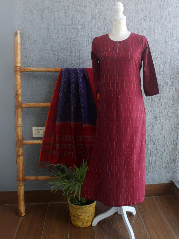 Ikkat Handloom Straight Cut Cotton Kurta