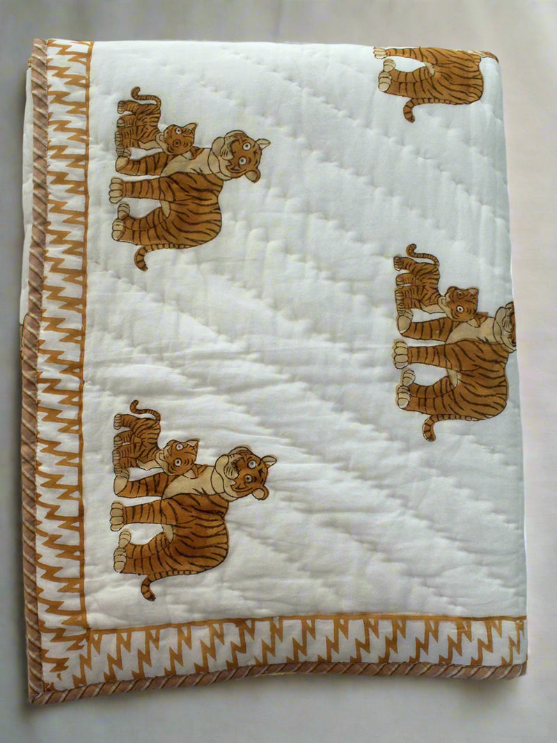 Mul Mul Cotton Baby Blanket with Tiger Print