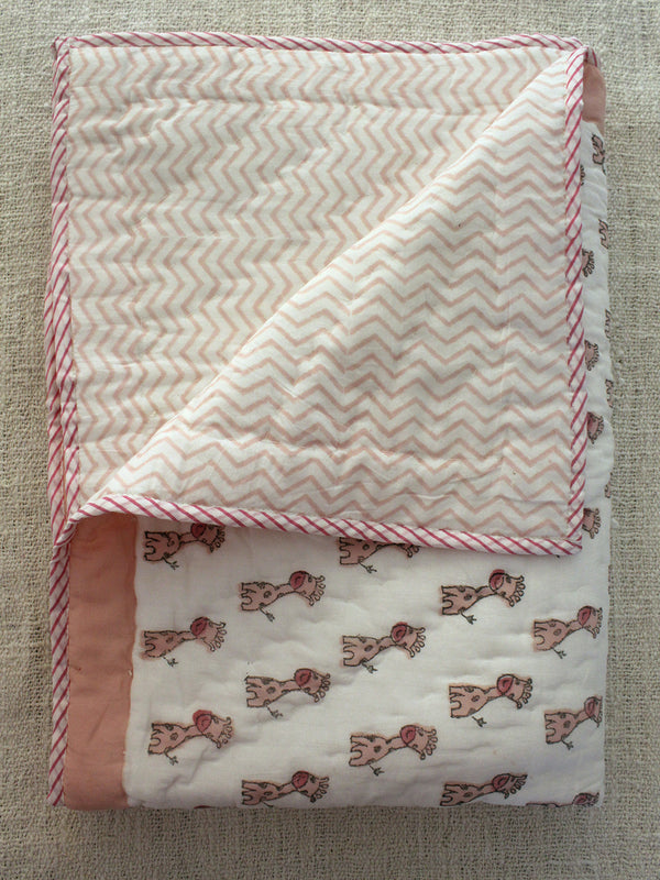 Mul Mul Cotton Baby Blanket with Giraffe Print