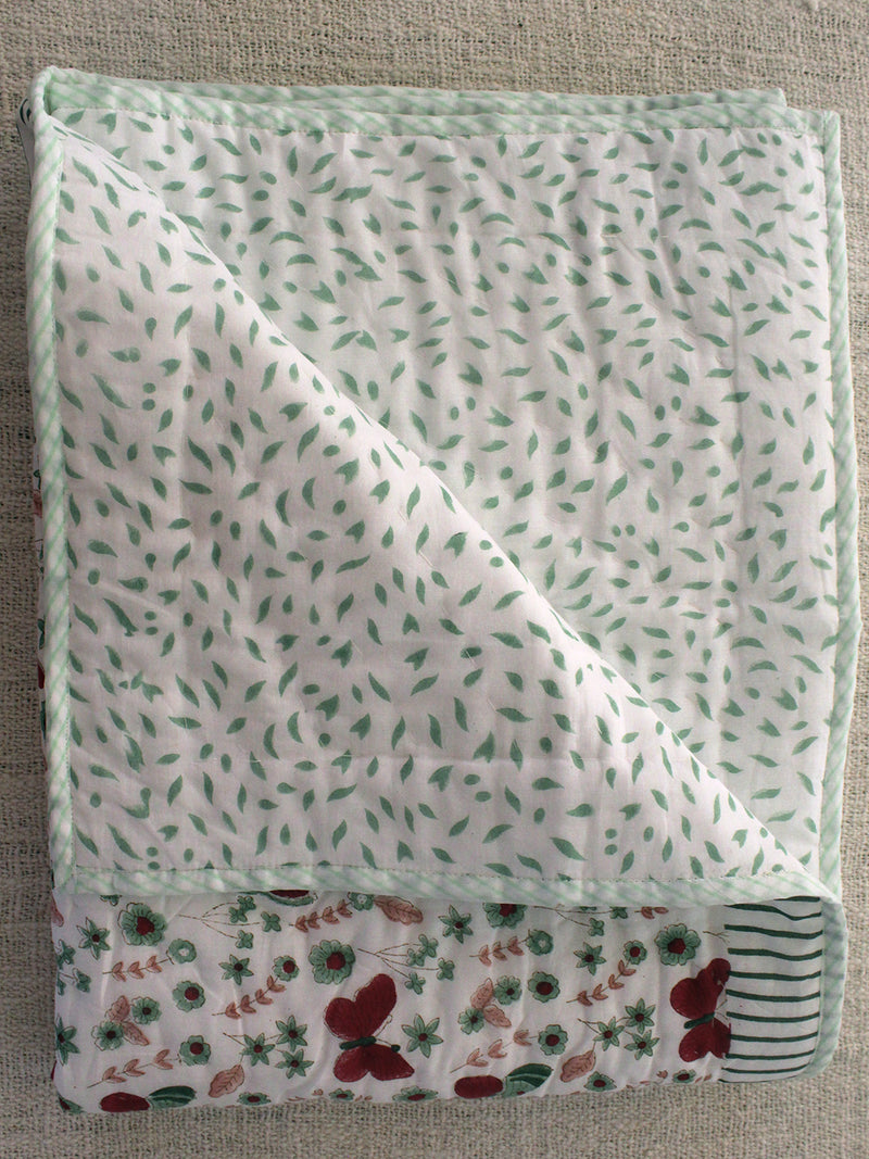 Mul Mul Cotton Baby Blanket with Floral Print