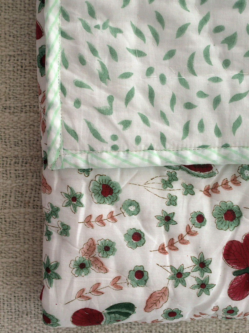 Mul Mul Cotton Baby Blanket with Floral Print