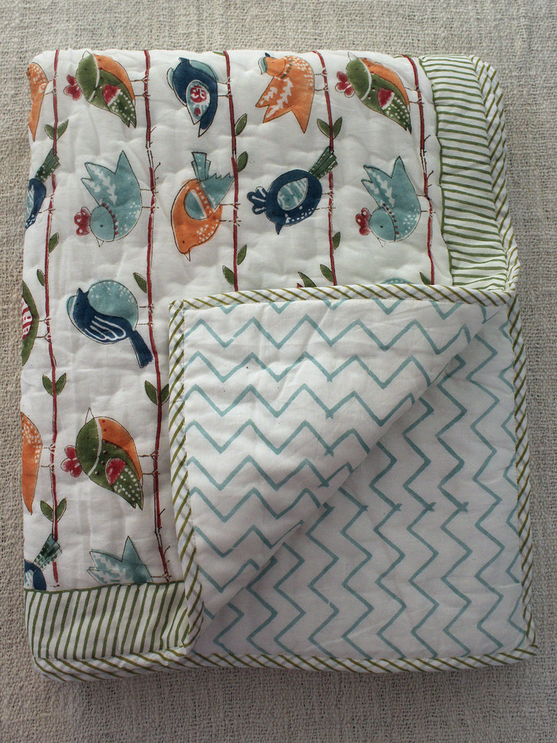 Mul Mul Cotton Baby Blanket with Floral Print