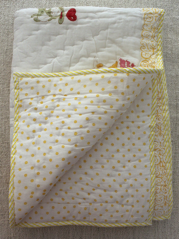 Mul Mul Cotton Baby Blanket with Bunny Print