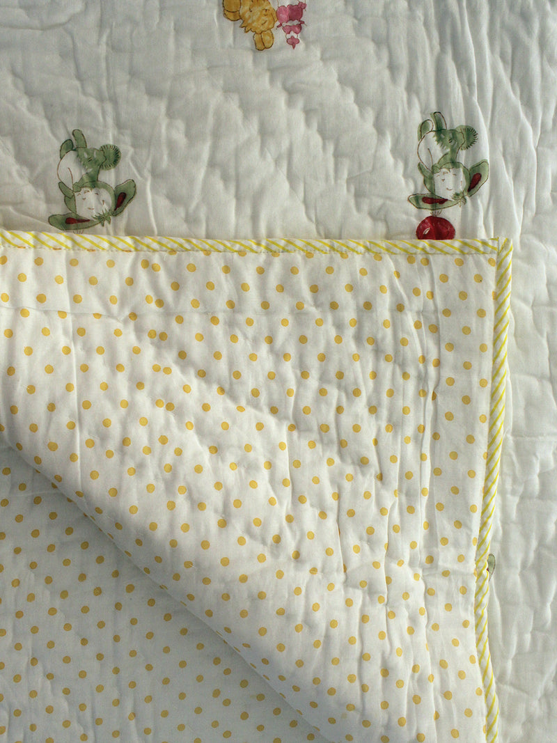 Mul Mul Cotton Baby Blanket with Bunny Print