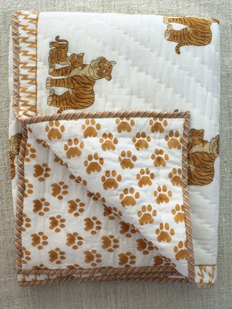 Mul Mul Cotton Baby Blanket with Tiger Print