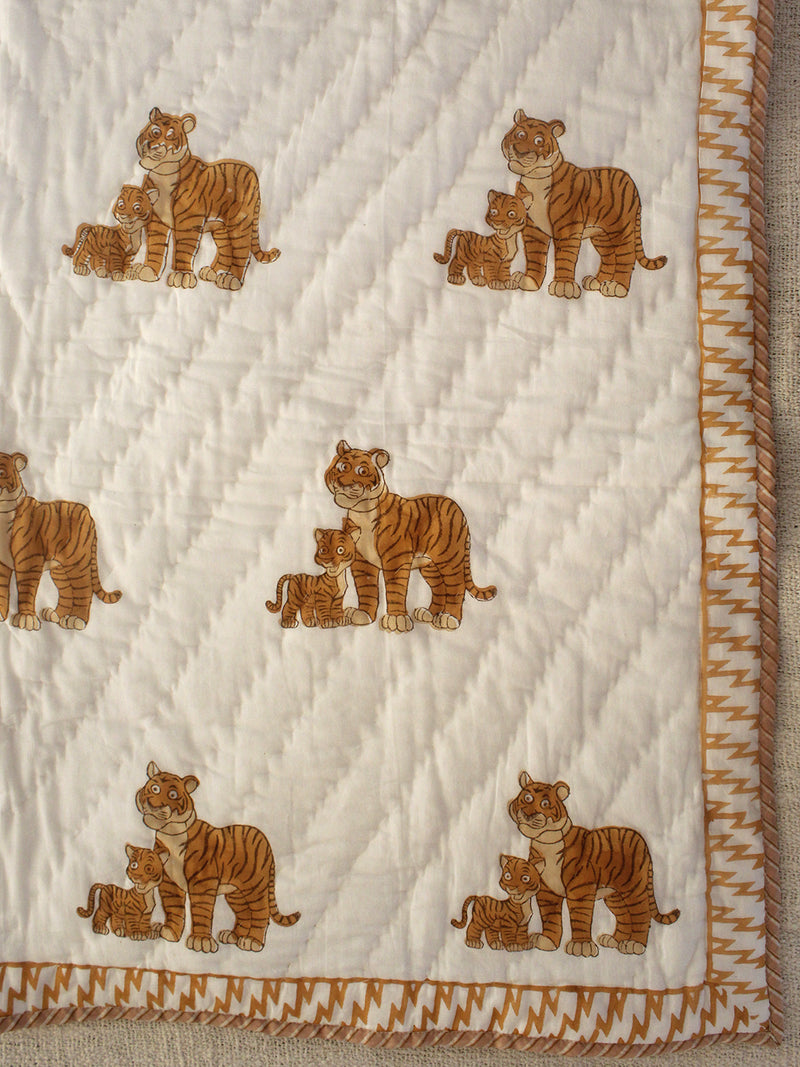 Mul Mul Cotton Baby Blanket with Tiger Print