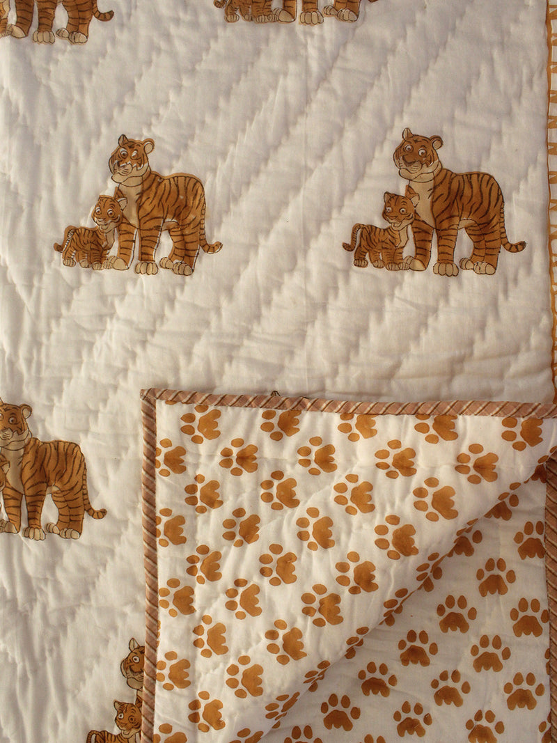 Mul Mul Cotton Baby Blanket with Tiger Print