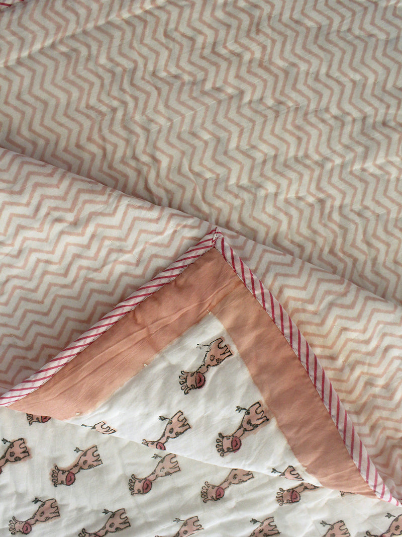 Mul Mul Cotton Baby Blanket with Giraffe Print