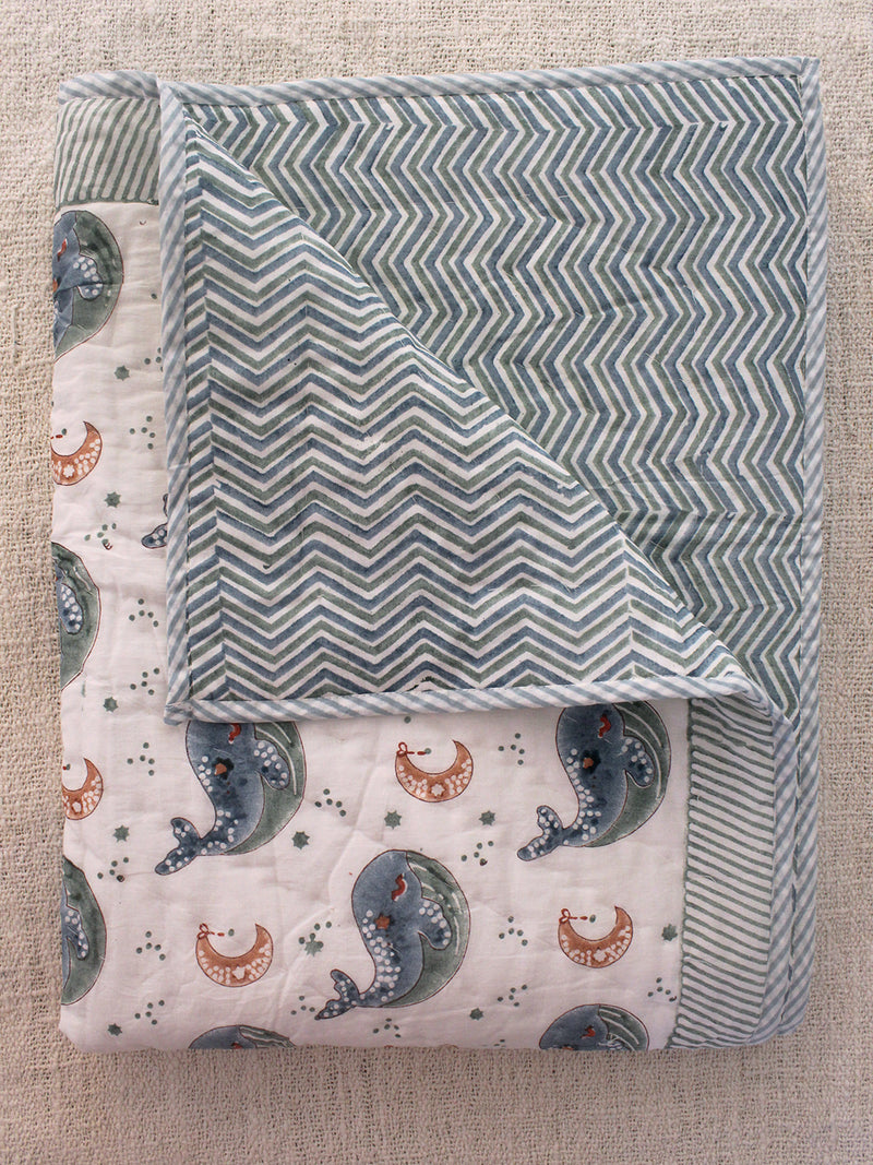 Mul Mul Cotton Baby Blanket with Dolphin Print