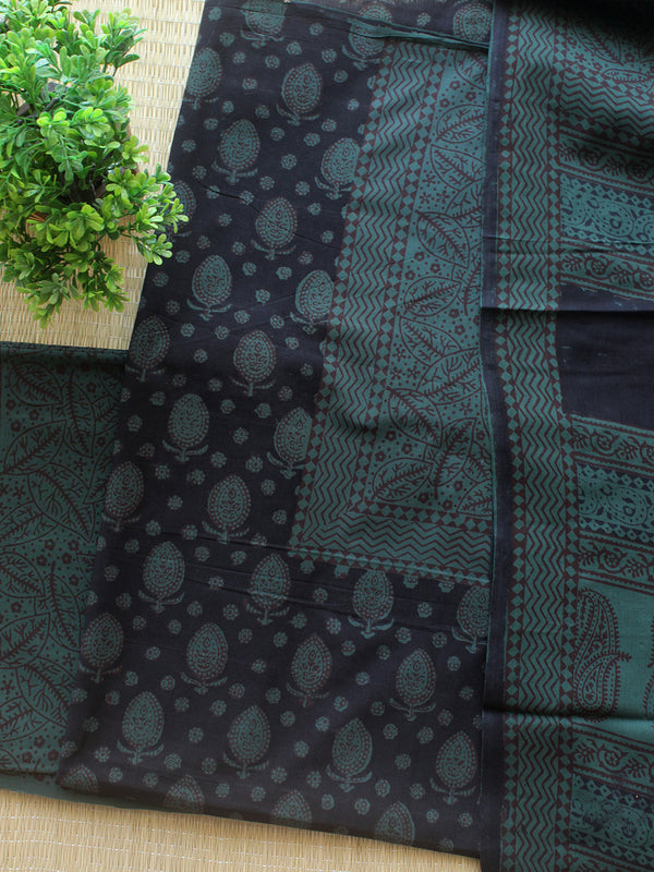 Black Bagh Hand Block Printed Pure Cotton Dress Material