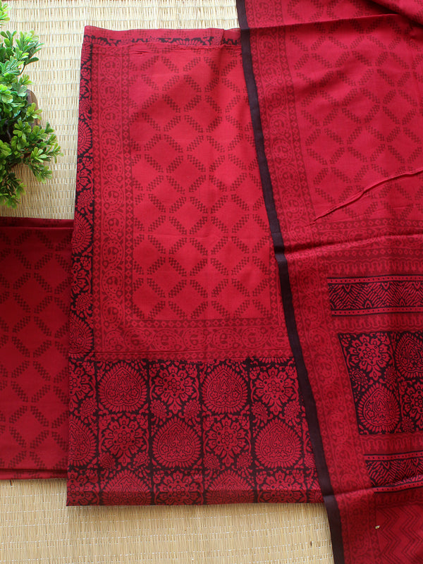 Pink Bagh Hand Block Printed Pure Cotton Dress Material