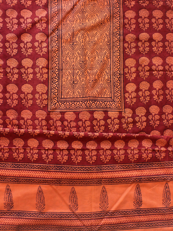 Orange Bagh Hand Block Printed Pure Cotton Dress Material