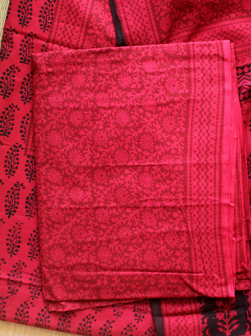 Pink Bagh Hand Block Printed Pure Cotton Dress Material