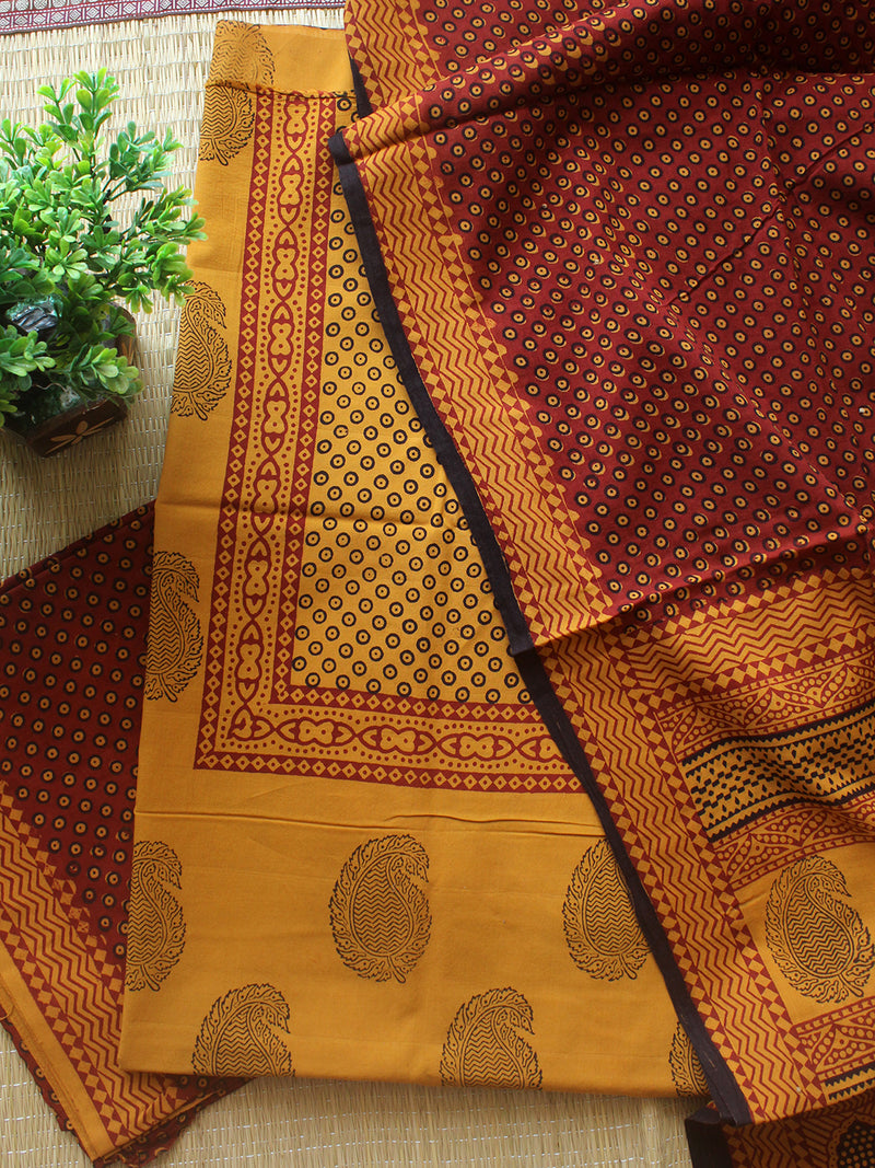 Mustard Bagh Hand Block Printed Pure Cotton Dress Material