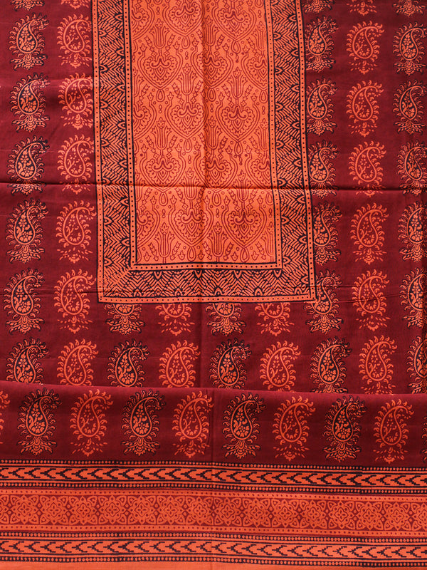 Orange Bagh Hand Block Printed Pure Cotton Dress Material