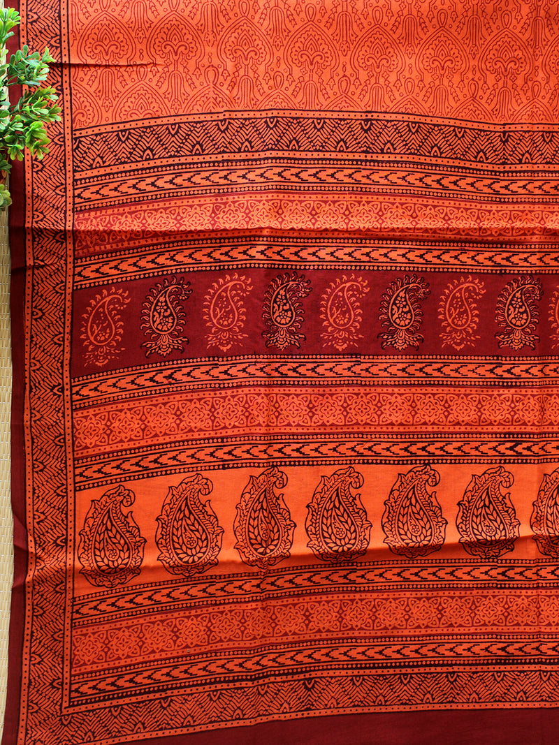 Orange Bagh Hand Block Printed Pure Cotton Dress Material