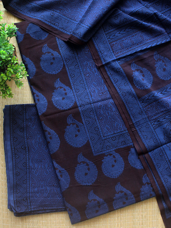 Black Bagh Hand Block Printed Pure Cotton Dress Material