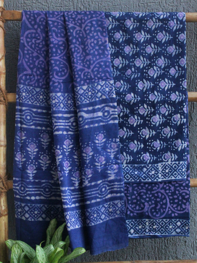 Hand Block Printed Dress Material With Cotton Dupatta