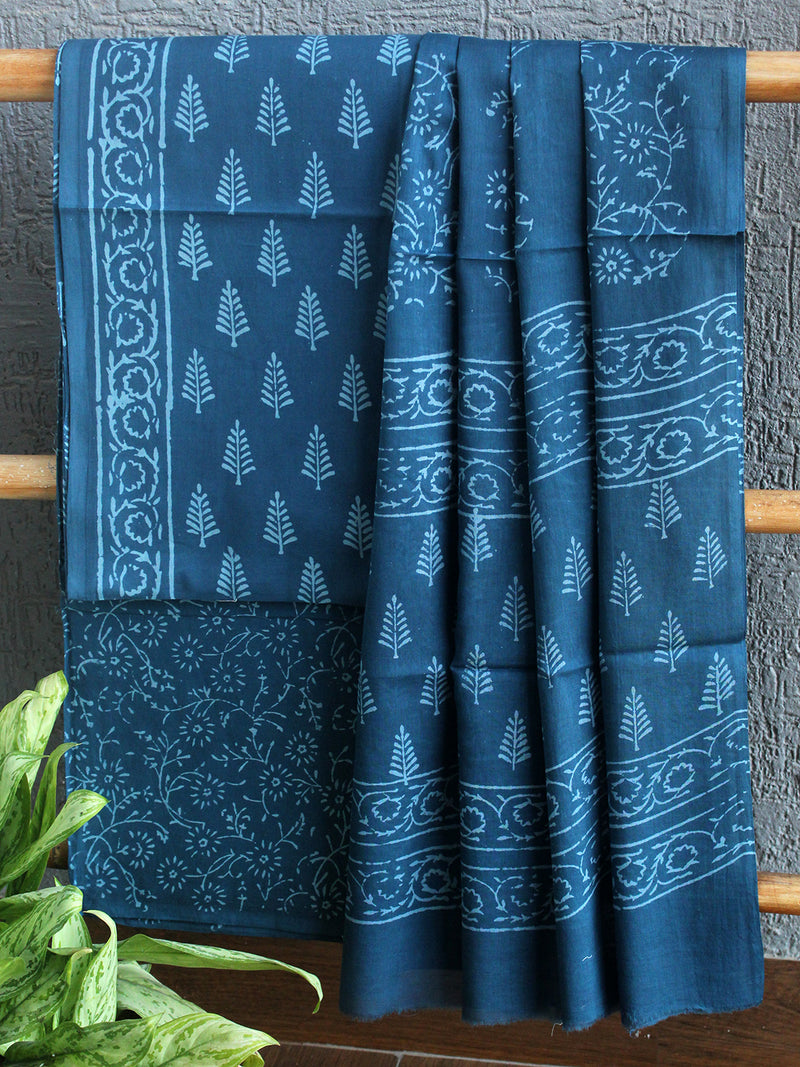 Hand Block Printed Dress Material With Cotton Dupatta