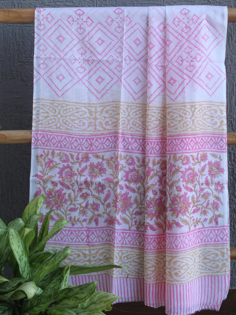 Hand Block Printed Dress Material With Cotton Dupatta