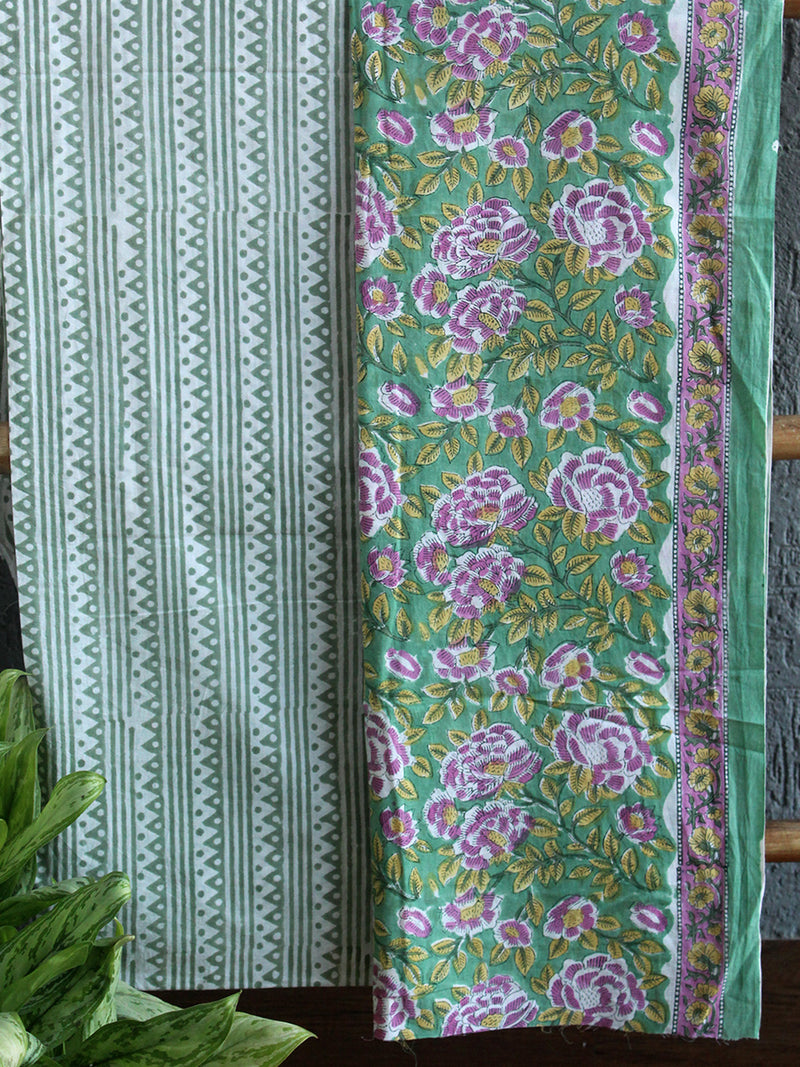 Hand Block Printed Dress Material With Cotton Dupatta