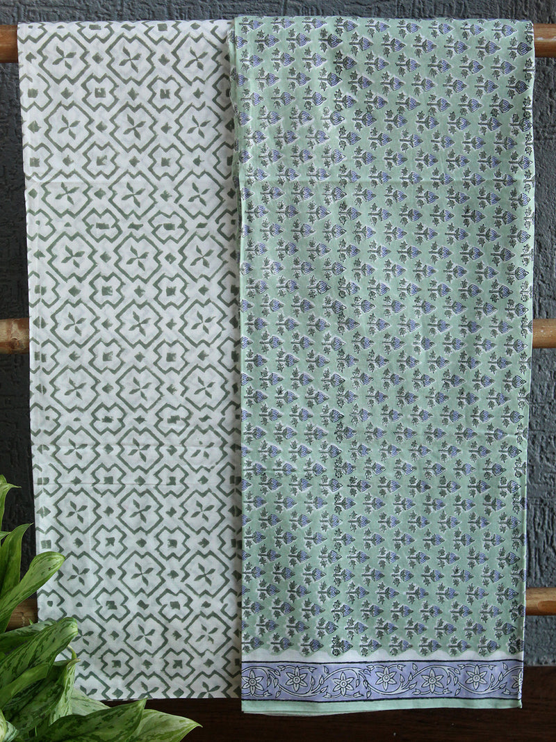 Hand Block Printed Dress Material With Cotton Dupatta