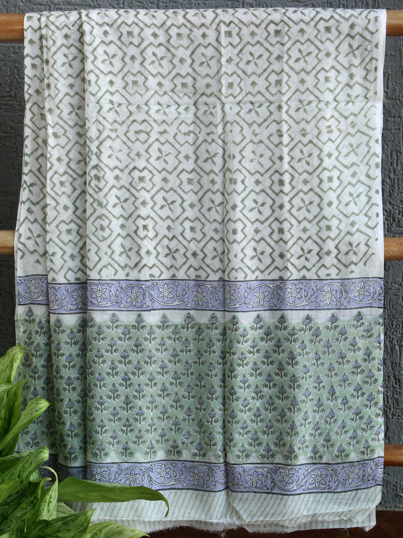 Hand Block Printed Dress Material With Cotton Dupatta