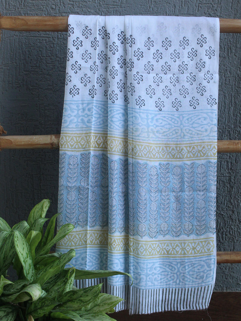 Hand Block Printed Dress Material With Cotton Dupatta