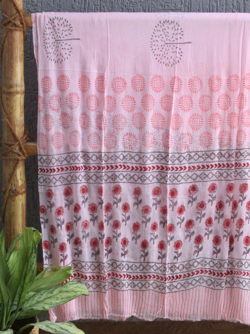 Hand Block Printed Dress Material With Chiffon Dupatta