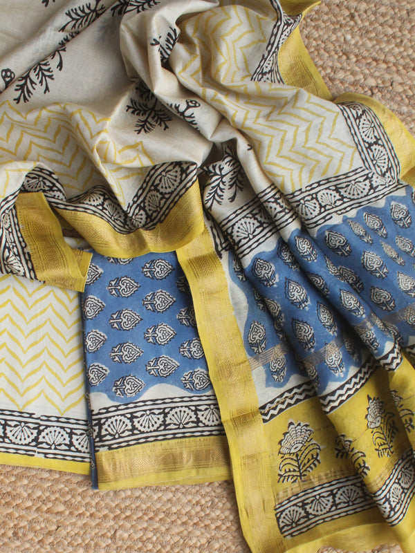 Hand Block Printed Maheshwari Dress Material