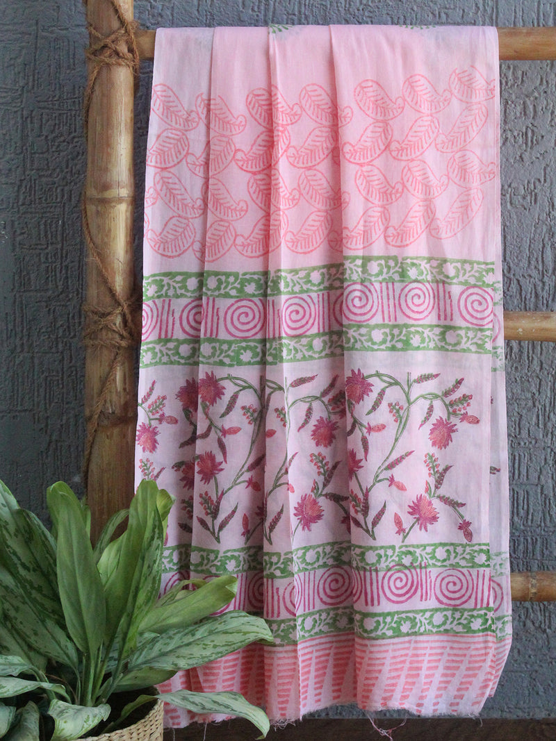 Hand Block Printed Dress Material With Cotton Dupatta