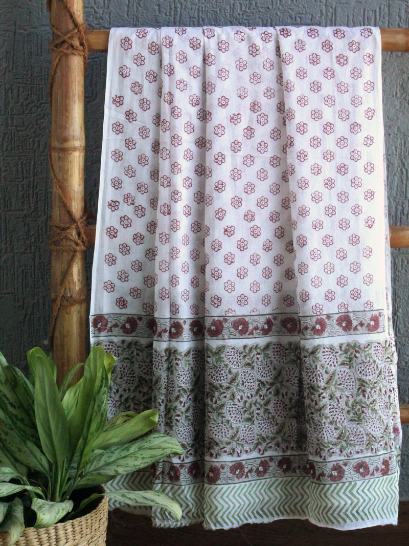 Hand Block Printed Dress Material With Cotton Dupatta