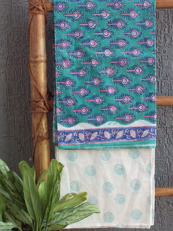 Hand Block Printed Dress Material With Cotton Dupatta