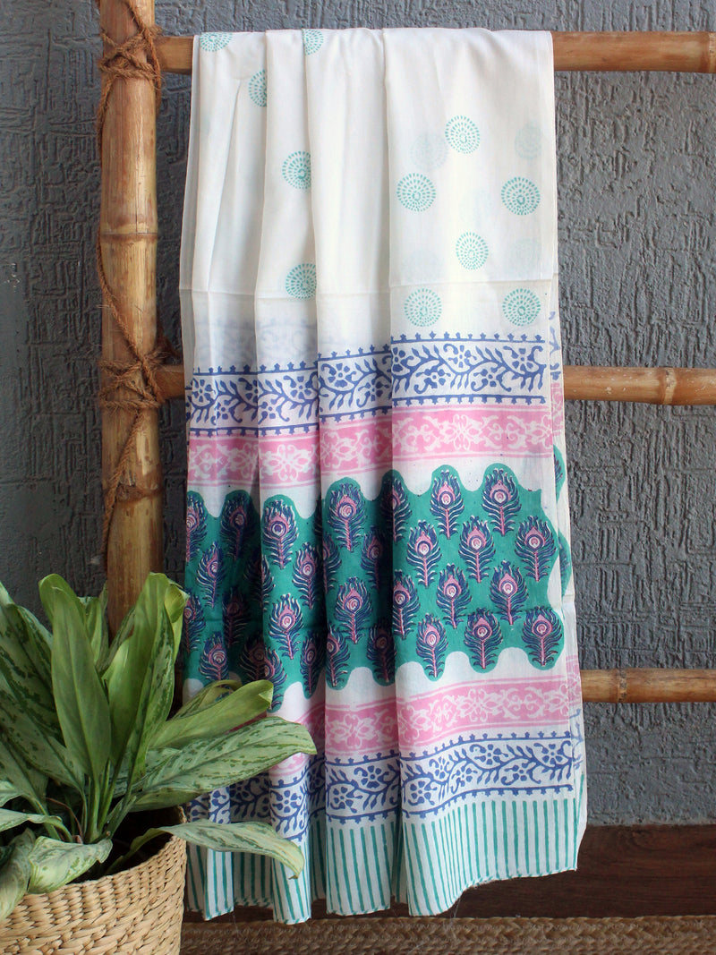 Hand Block Printed Dress Material With Cotton Dupatta