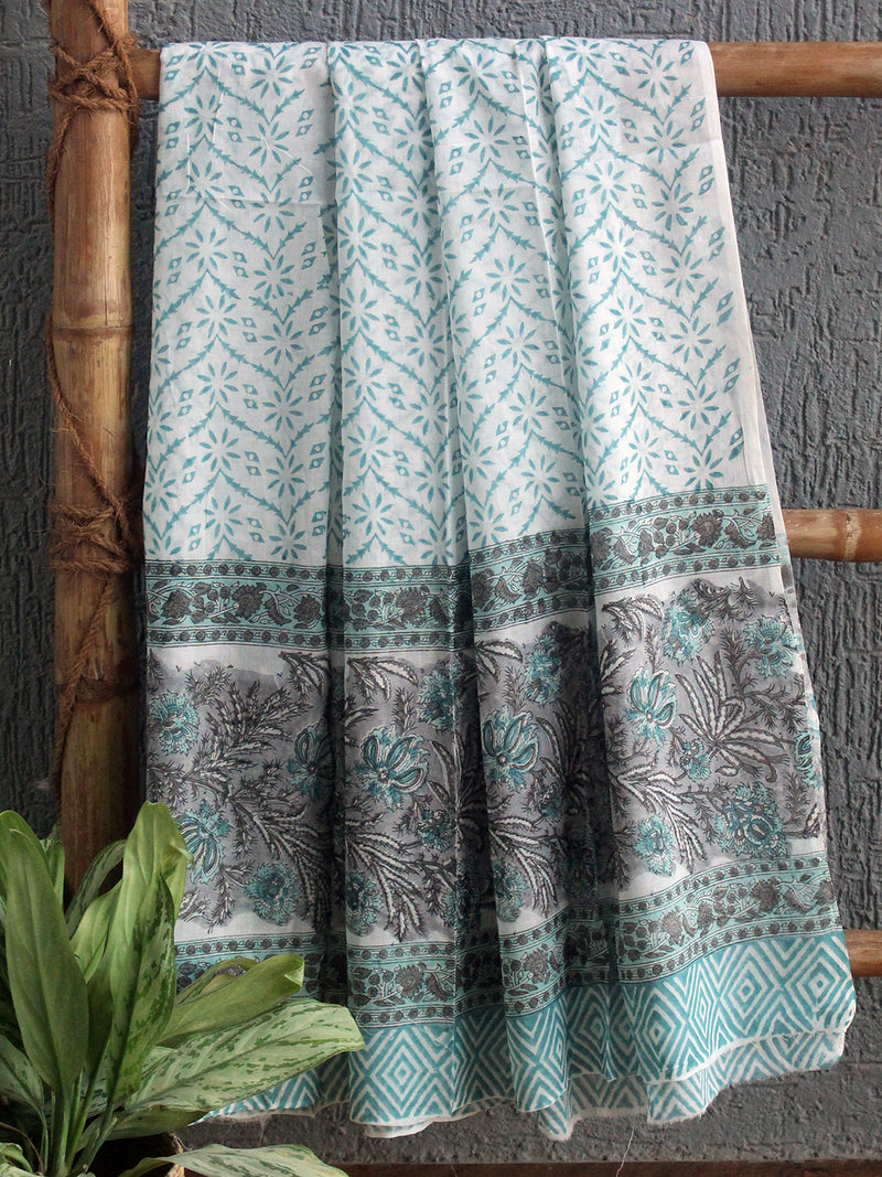 Hand Block Printed Dress Material With Cotton Dupatta