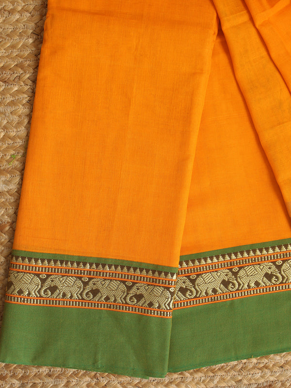 Mango Dharwad Cotton Dress Material With Elephant Borders